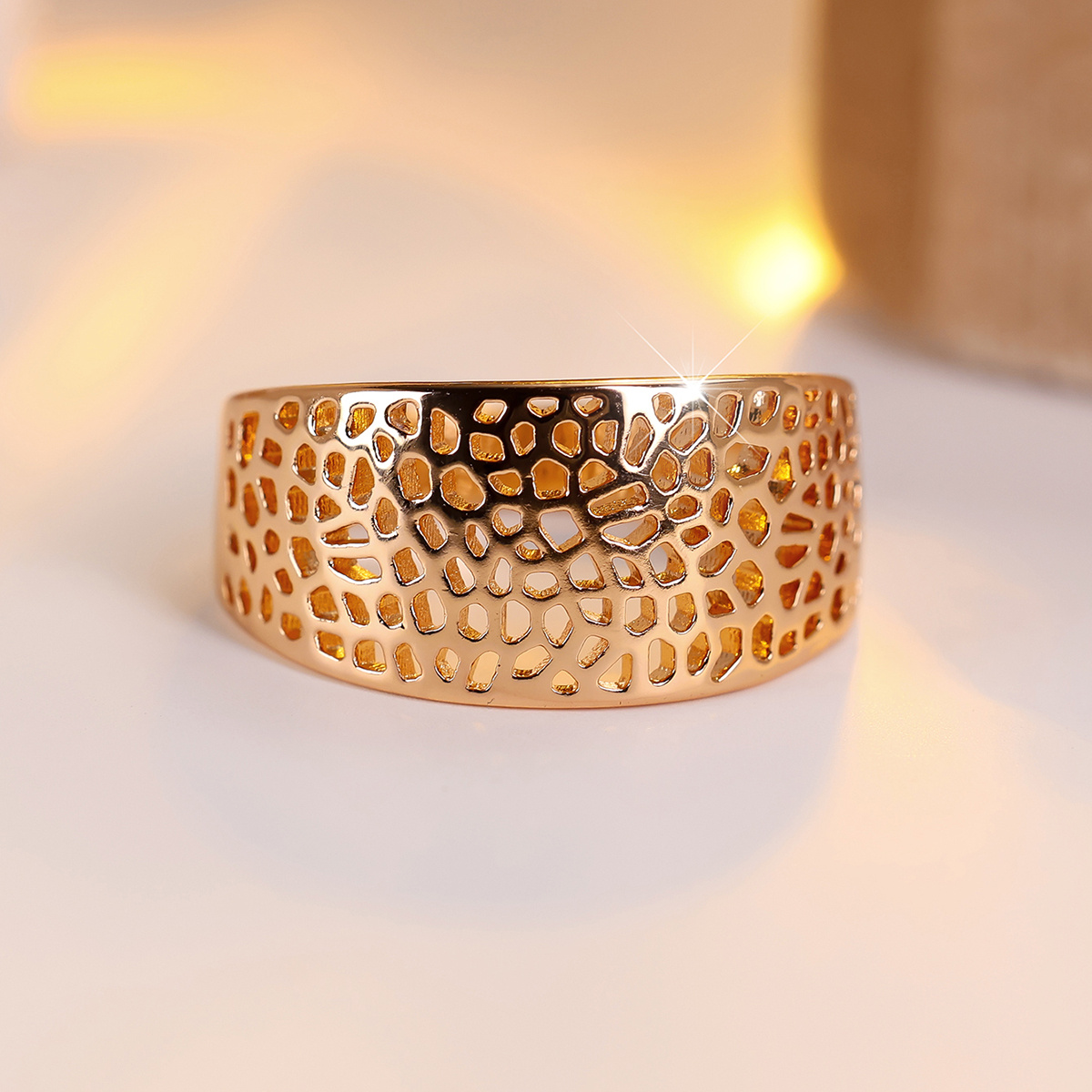 Women's Trendy Wide Hollow Statement Ring
